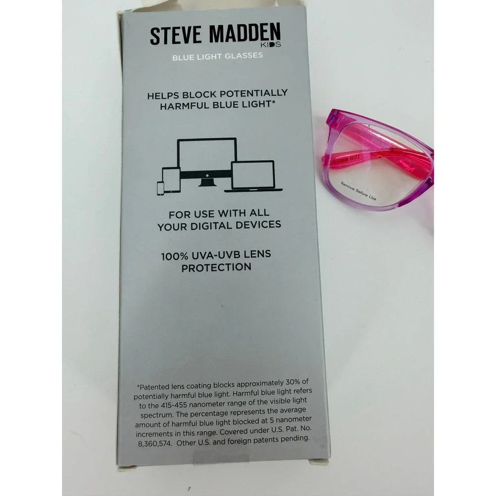 Steve Madden Kids Blue Light Blocking Glasses Pink Purple Ombre No Magnification